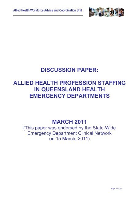 Allied Health Profession Staffing in Queensland Health Emergency ...