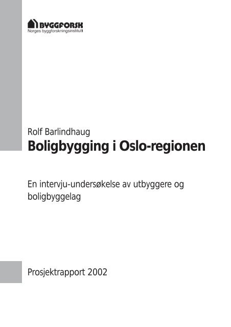 Boligbygging i Oslo-regionen - Sintef