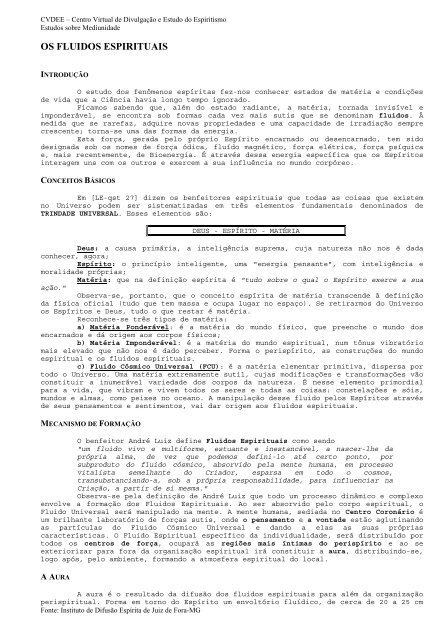 OS FLUIDOS ESPIRITUAIS - cvdee