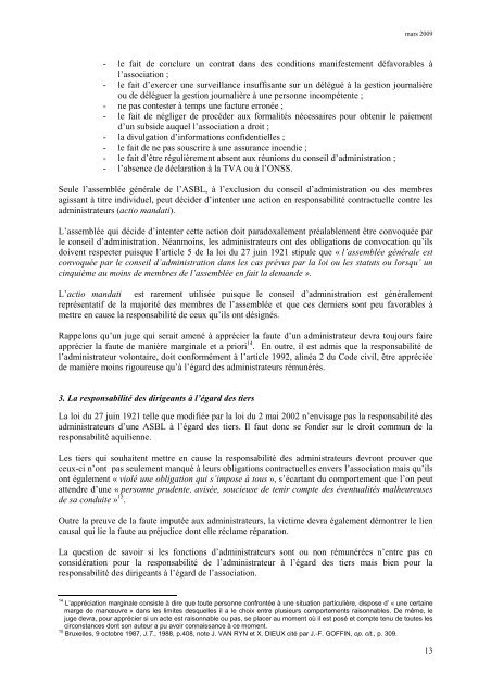 ResponsabilitÃ© des dirigeants et administrateurs d'ASBL - exposÃ© ...