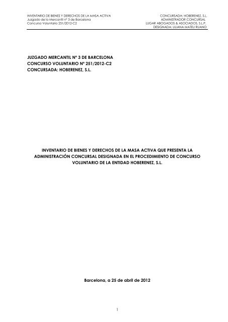 hoberenez, sl inventario de bienes y dere - lugar abogados ...