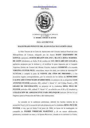 www.derechopenalenlared.com Aldo Rojas. SALA ACCIDENTAL ...