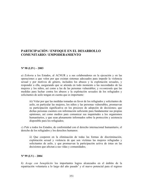 compilaciÃ³n temÃ¡tica de las conclusiones del comitÃ© ... - Acnur