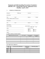 (BESDF), INC., Scholarship Program Application Form