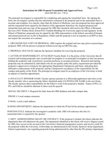 Page 1 of 6 Instructions for ORS Proposal Transmittal and Approval ...