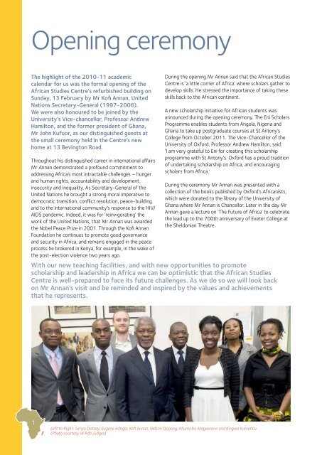 2011 Newsletter - African Studies Centre - University of Oxford