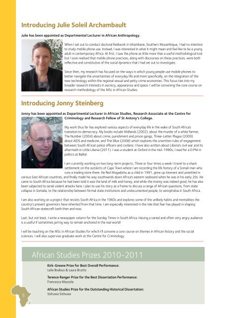 2011 Newsletter - African Studies Centre - University of Oxford