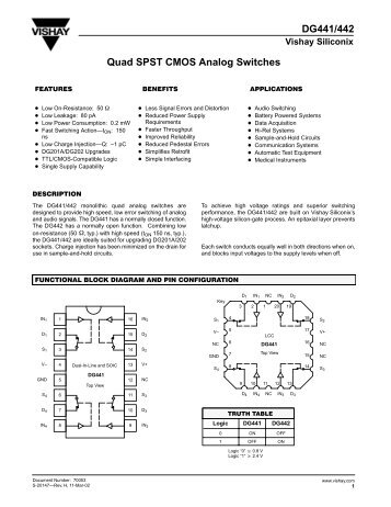 DG441/442 Quad SPST CMOS Analog Switches - Darlas