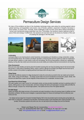 Example Design Services Advert - Permaculture Research Institute