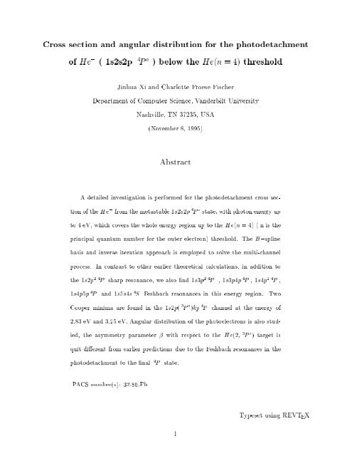 Cross section and angular distribution for the photodetachment of IQ ...