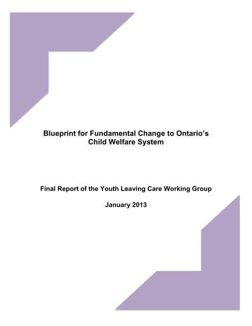 Blueprint for Fundamental Change to Ontario's Child Welfare System