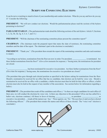 Script for Conducting Elections - The California State PTA