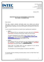 Grade 12 External Exam Registration - INTEC College