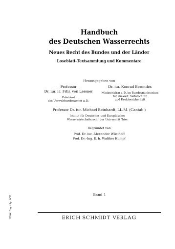 Handbuch des Deutschen Wasserrechts - Erich Schmidt Verlag