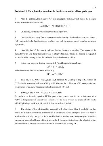 Use of complexation reactions for the determination of metal ions