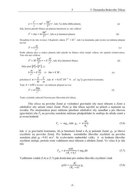 5 Dynamika Bodoveho Telesa