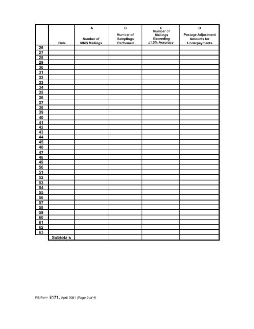 PS Form 8171 Quarterly MMS Accuracy ... - NALC Branch 78