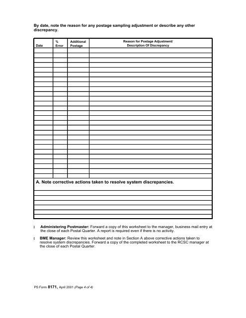 PS Form 8171 Quarterly MMS Accuracy ... - NALC Branch 78