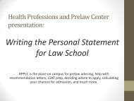 Personal Statements for Law Schools - Health Professions and ...