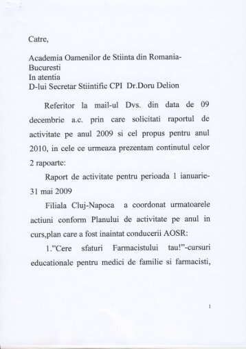 Bucuresti In atentia D-lui Secretar Stiintific CPI Dr.Doru Delion ...