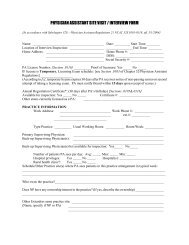 PHYSICIAN ASSISTANT SITE VISIT / INTERVIEW FORM