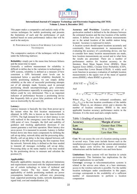 Mobile Positioning Techniques in GSM Cellular Networks: A ...