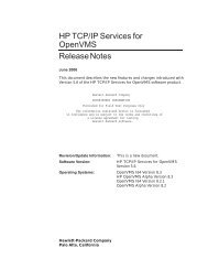 HP TCP/IP Services for OpenVMS Release Notes