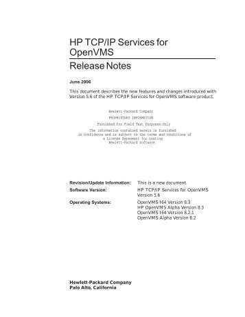 HP TCP/IP Services for OpenVMS Release Notes