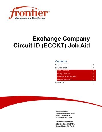 Exchange Company Circuit ID (ECCKT) Job Aid - Frontier