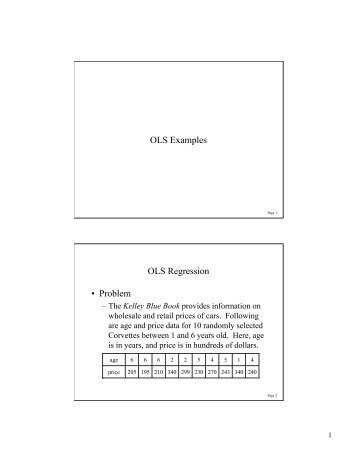 OLS Examples OLS Regression â¢ Problem