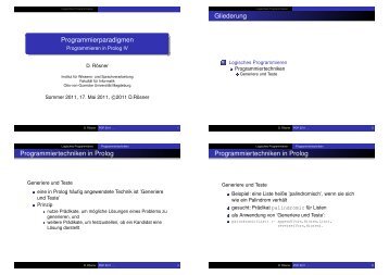 Programmierparadigmen - Programmieren in Prolog IV - Otto-von ...