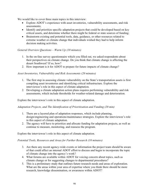 SPR-696: Preliminary Study of Climate Adaptation for the Statewide ...