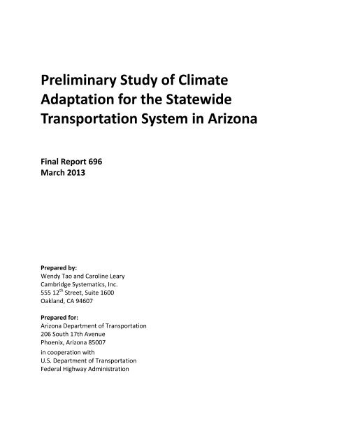 SPR-696: Preliminary Study of Climate Adaptation for the Statewide ...