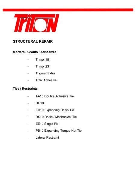 Structural Repair Data Pack Download - Triton Chemicals