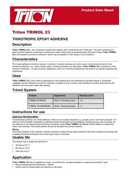 Structural Repair Data Pack Download - Triton Chemicals