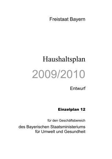 Einzelplan 12 (Staatsministerium für Umwelt und Gesundheit)