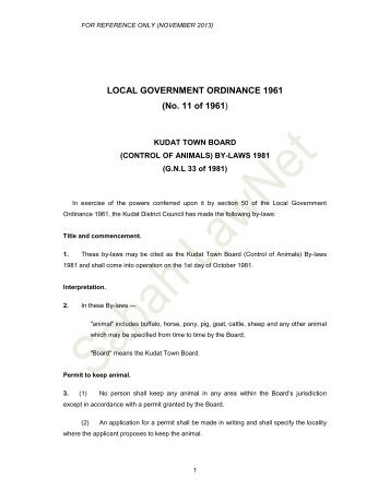 LOCAL GOVERNMENT ORDINANCE 1961 (No. 11 ... - Sabah Lawnet
