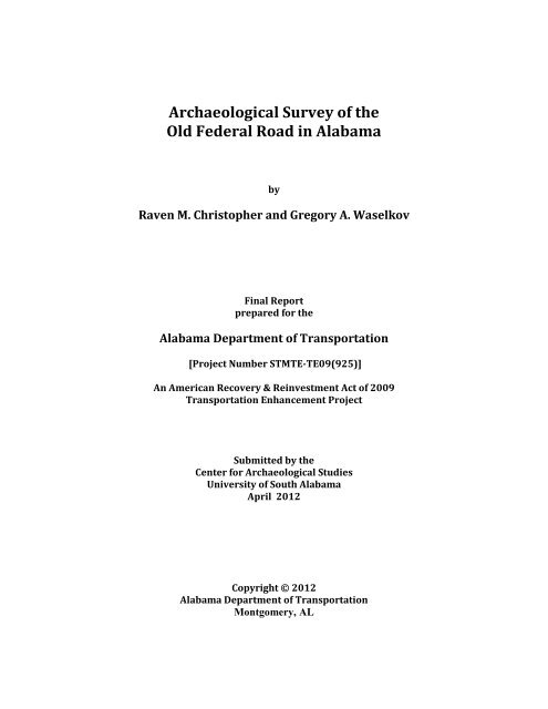 Archaeological Survey of the Old Federal Road in Alabama
