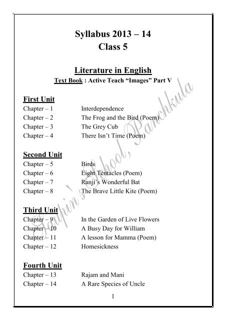 Syllabus 2013 â 14 Class 5