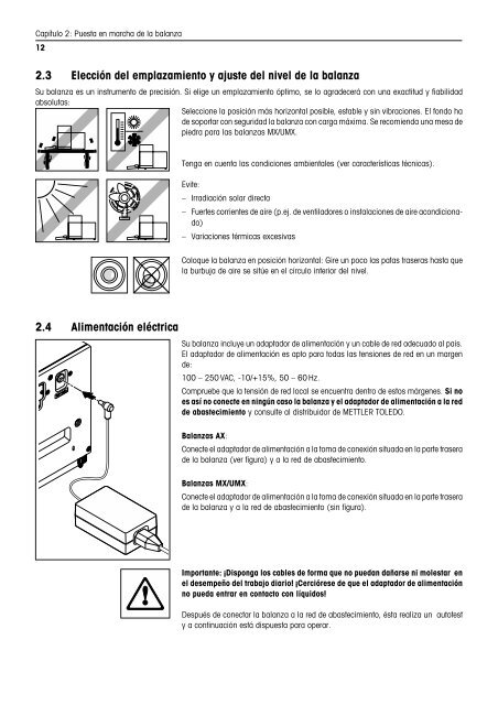 Instrucciones de manejo Balanzas AX/MX/UMX - METTLER TOLEDO