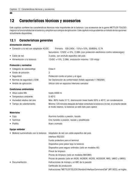 Instrucciones de manejo Balanzas AX/MX/UMX - METTLER TOLEDO