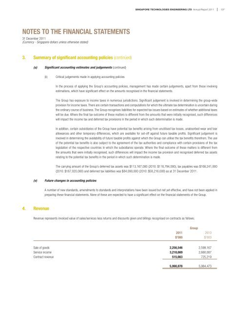 notes to the financial statements - Singapore Technologies ...