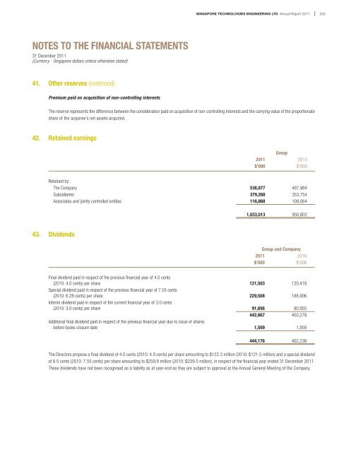 notes to the financial statements - Singapore Technologies ...