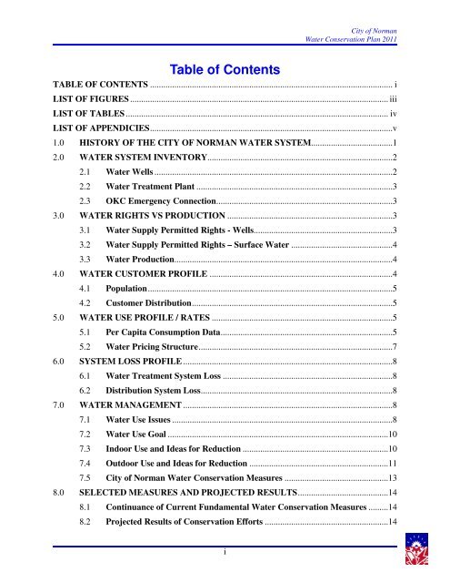 2011 Water Conservation Plan - City of Norman