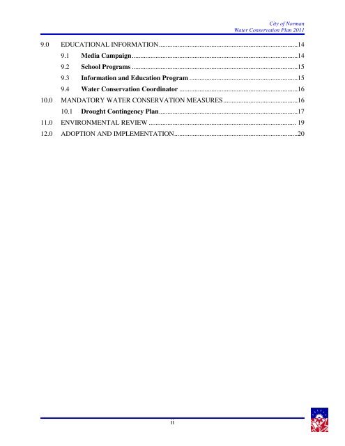 2011 Water Conservation Plan - City of Norman