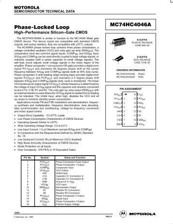 Phase-Locked Loop MC74HC4046A - Datasheets