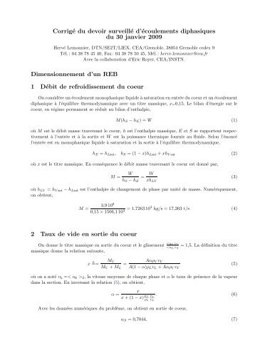 Corrige du probleme d'ecoulements diphasiques 2008-2009