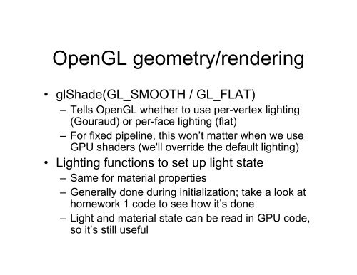 Rendering, OpenGL, and Lighting - Caltech