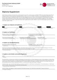 Diploma Supplement (Beispiel) - Fachhochschule Salzburg