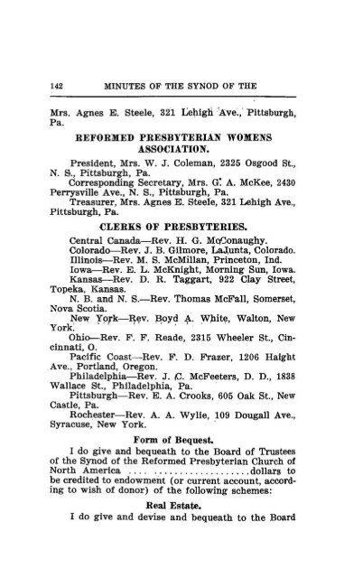 Reformed Presbyterian Minutes of Synod 1919